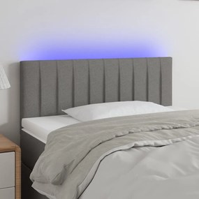 3121833 vidaXL Tăblie de pat cu LED, gri închis, 90x5x78/88 cm, textil