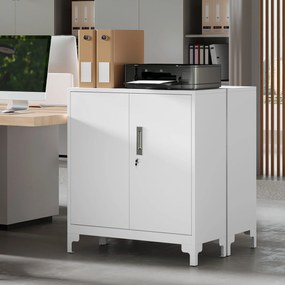 HOMCOM Mobilier de birou cu 3 rafturi, 2 uși și chei, 80x35x91 cm, Alb | Aosom Romania