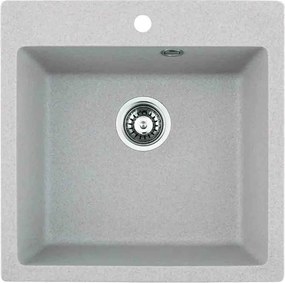 Chiuveta compozit Inter Ceramic finisaj granit gri nisip 50x50 cm cu orificiu baterie