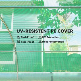 Outsunny Seră de Grădină Tip Tunel 4x3x2 m cu Plasă de Umbrire, Seră pentru Grădină cu 8 Ferestre, 2 Uși și Pereți Laterali Rulanți, Cadru din Oțel și Acoperire din PE, pentru Legume și Flori, Verde | Aosom Romania