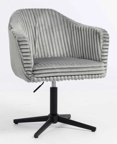 HR832CROSS Scaun Gri Teddy Cord cu Bază Neagră