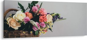 Tablou cu coș și flori (120x50 cm)