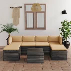 3061974 vidaXL Set mobilier grădină paleți cu perne 7 piese lemn masiv pin