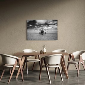 Tablou - Avion alb-negru și alb-negru (90x60 cm)