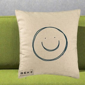 Perna Decorativa Smile Desen Minimalist, 40x40 cm, Bej, Husa Detasabila, Perna Inclusa, BEKZ®