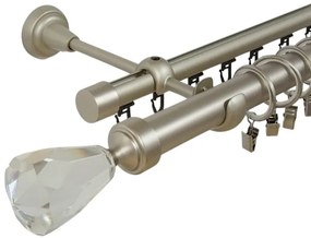 Galerie dubla cristal cone , teava neteda si profil,grosime 25 si 19mm, crom mat (Alege marime: 320 cm)