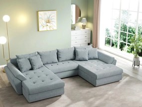 Colțar extensibil dumonde cu ladă de depozitare si sezut confortabil din spuma high-density, Loana U Zoom Grey 355x185 cm