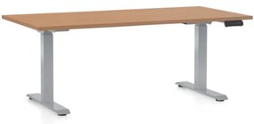 Masa inaltime reglabila OfficeTech D, 160 x 80 cm, bază gri, fag