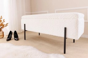 Bancheta tapitata cu spatiu de depozitare LOFT 100cm boucle white