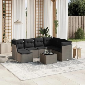 3263228 vidaXL Set mobilier de grădină cu perne, 8 piese gri deschis poliratan