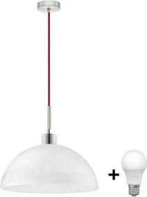 Lustră LED suspendată pe cablu, 1x E27, 60 W, 230 V, alb/roșu