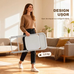 HOMCOM Set de 4 Scaune Pliabile cu Găuri de Drenaj din Plastic și Metal, 45x49x79.5 cm, Alb | Aosom Romania