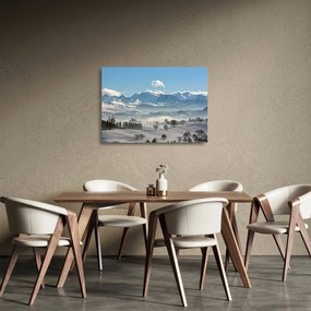 Tablou pe sticlă cu munții înzăpeziți (70x50 cm)