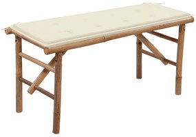 vidaXL Bancă de grădină pliabilă cu pernă, 118 cm, bambus