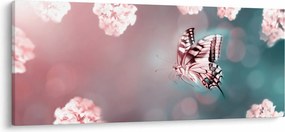 Tablou - Fluture între flori (120x50 cm)