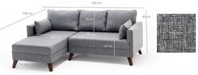 Coltar Extensibil Bella Corner Sofa Left 2, Gri