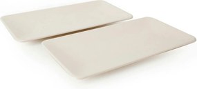 Set 2 platouri 275KRM1896, crem, ceramica, 33x17 cm