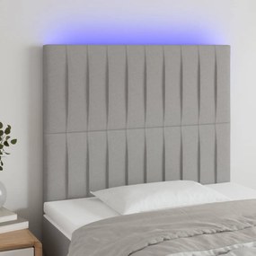 3122636 vidaXL Tăblie de pat cu LED, gri deschis, 80x5x118/128 cm, textil
