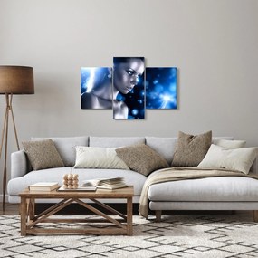 Tablou - Femeia, sclipici albastru (90x60 cm)