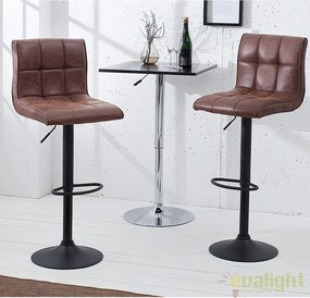 Set 2 scaune bar pivotante, tapiterie microfibra Modena maro vintage A-37937 VC