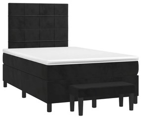 3270471 vidaXL Pat box spring cu saltea, negru, 120x190 cm, catifea