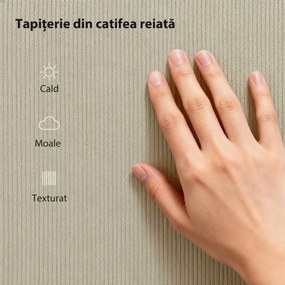 HOMCOM Cadru de Pat Matrimonial 140x200 cm Cap de Pat Reglabil pe Înălțime Îmbrăcat în Catifea, Pat Matrimonial cu Șipci de Lemn, pentru Dormitor, Montaj Ușor, Gri Deschis | Aosom Romania