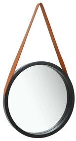 vidaXL Oglindă de perete cu o curea, 50 cm, negru