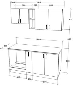 Set haaus V7, Antracit/Alb, Blat Thermo 28 mm, L 160 cm