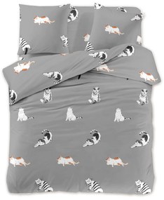 Lenjerie de pat din microfibra Culoare gri, WHITE CATS