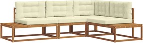 vidaXL Set de canapele de exterior 4 Bucată Natural și Crem