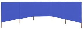 Paravan anti-vant cu 5 panouri, azur, 600 x 80 cm, textil Albastru, 600 x 80 cm