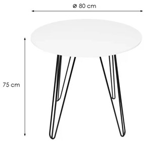 Masa rotunda de dining HARRY 80x80, albă