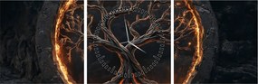 Tablou – Arborele vieții în lavă I. (cu ceas) (90x30 cm)