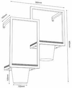 Ghiveci de flori de perete 46x36 cm negru