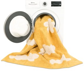 Covor pentru copii galben muștar lavabil/țesut manual din bumbac 120x160 cm Clouds Mustard – Lorena Canals