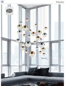 Lustra design modern cu 27 pendule LED Planets 27 4527-27 SRT