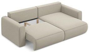 Colțar bej extensibil/cu spațiu de depozitare cu tapițerie din catifea (cu colț pe partea dreaptă/cu șezlong) Kapua – Makamii
