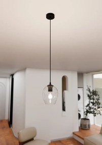 Pendul modern negru cu glob din sticla transparenta Istar