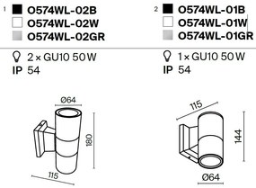Aplica de perete pentru iluminat exterior IP54 Bowery gri