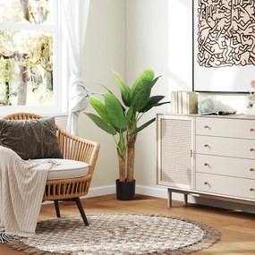 HOMCOM Plantă Artificială de Bananier cu Ghiveci, 2 Trunchiuri și 15 Frunze, Ø17x120 cm, Verde | Aosom Romania