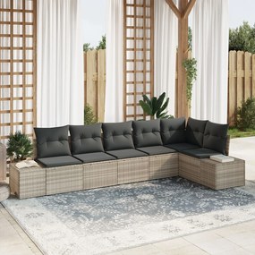 vidaXL Set de canapele pentru grădină 6 pcs Gri deschis Rattan poli