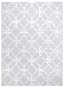 Covor MEFE modern  8504 Spalier, Flori structural două niveluri de lână gri / alb
