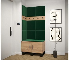 Set mobilier pentru hol Amanda 11 (Stejar artisan + verde). 1085953