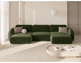 Colțar verde extensibil/cu spațiu de depozitare cu tapițerie din catifea (în formă de "U") Tonale – Cosmopolitan Design