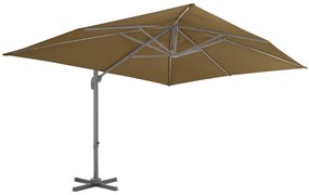 Umbrela suspendata cu stalp din aluminiu, taupe, 400x300 cm Gri taupe, 400 x 300 cm
