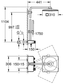 GROHE 26508000 - Sistem de duș EUPHORIA SMARTCONTROL 310 CUBE, crom lucios