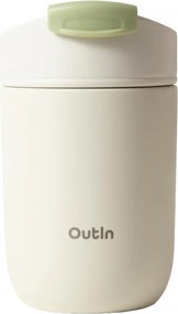 Ceasca termica Outin Travel Tumbler, 350 ml, Mentine cald 6 ore, Rece 12 ore, Otel inoxidabil 316L, Pereti dubli, Izolatie sub vid, Alb nisipos