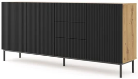 Comodă 3D3S 200 Rowanna (Stejar artisan + Negru). 1125010