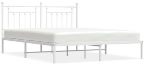 353589 vidaXL Cadru de pat metalic cu tăblie, alb, 160x200 cm
