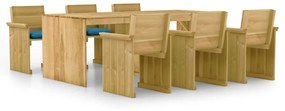 3065739 vidaXL Set mobilier de exterior cu perne, 7 piese, lemn de pin tratat